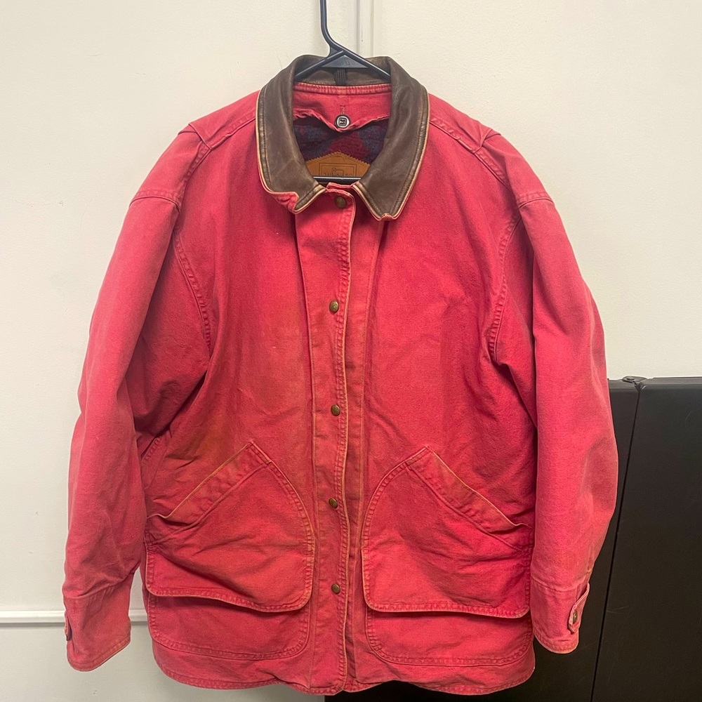 Woolrich red chore coat barn coat wool lined Large